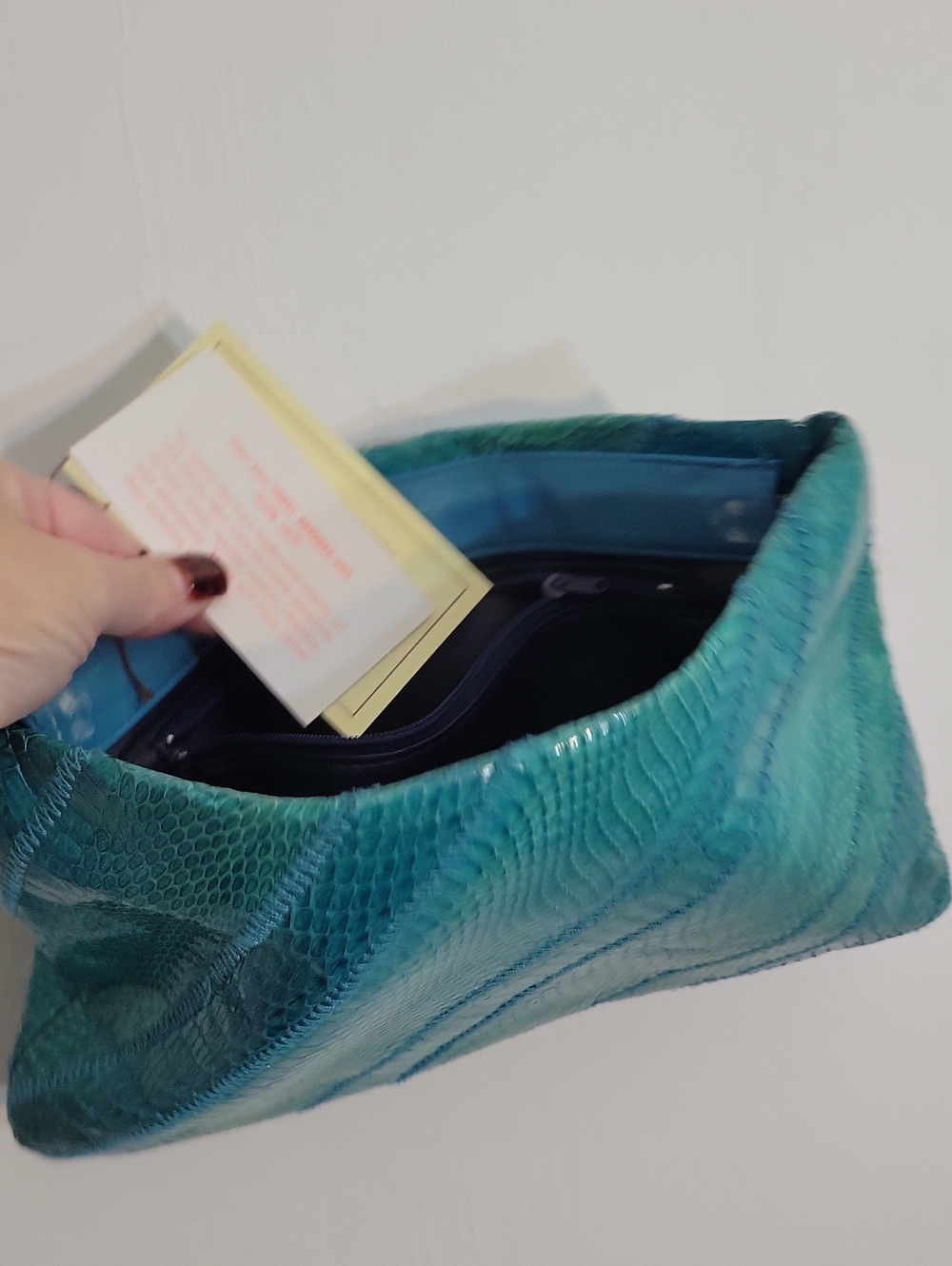 Vintage Teal Python Snake Skin Women's Clutch Handbag
